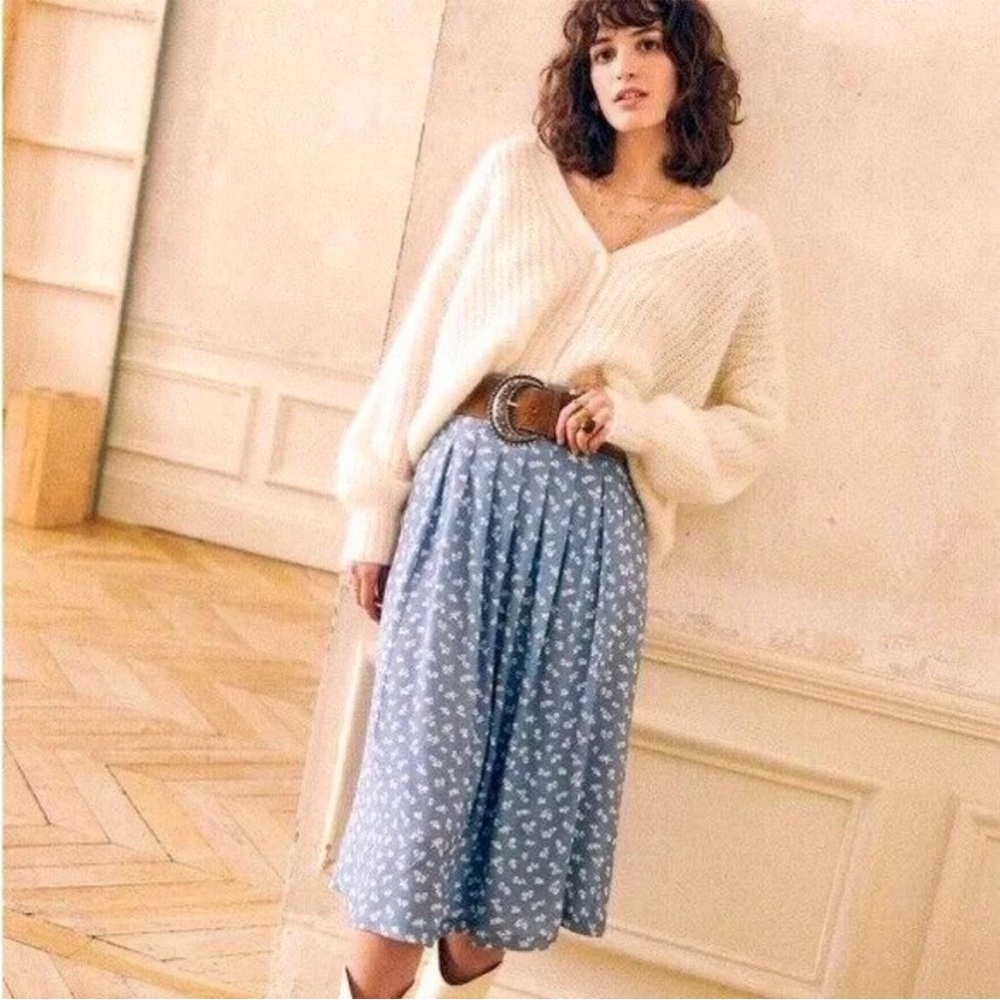Sezane Alicia Skirt in Blue Floral size 36